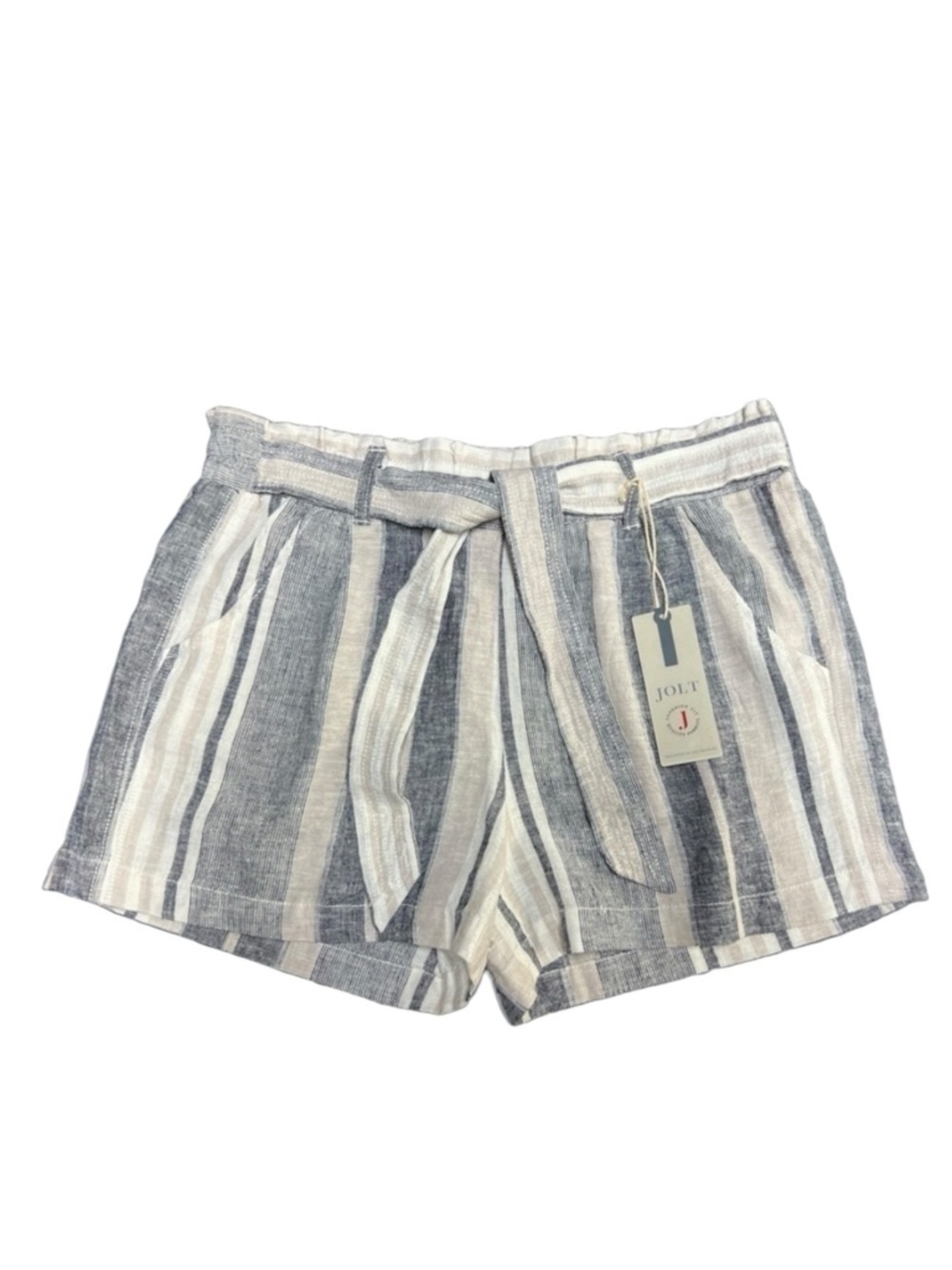 Jolt High Waist Gray and Off White Soft Linen Rayon Blend Shorts Womens size Med